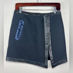 rag & bone Asymmetrical Black Miniskirt with Leather Trim